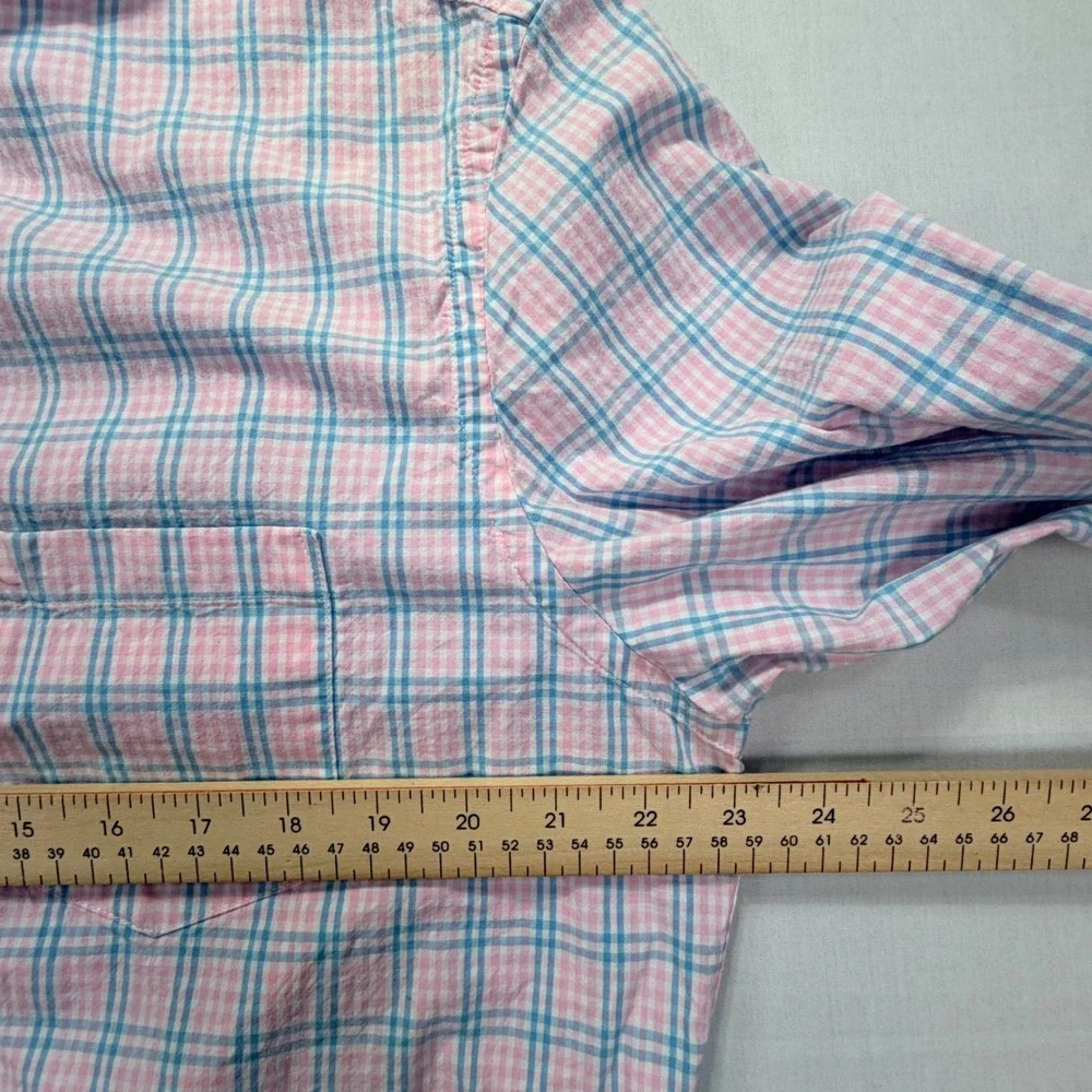 J Crew Mens XL Slim Fit Flex Washed Pink Blue Plaid Button‎ Down Shirt